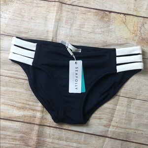 NWT Seafolly Block Party Multi Strap Hipster Bikini Bottom in Indigo 🧡